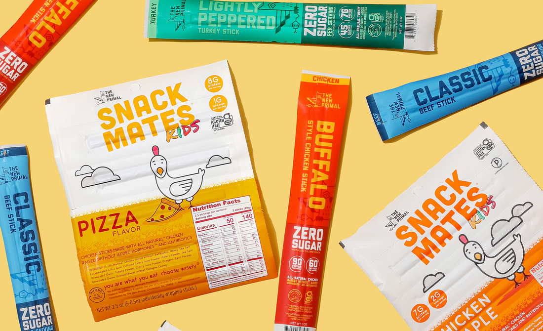 The New Primal Zero Sugar Meat Sticks and Snack Mates Mini Meat Sticks for Kids