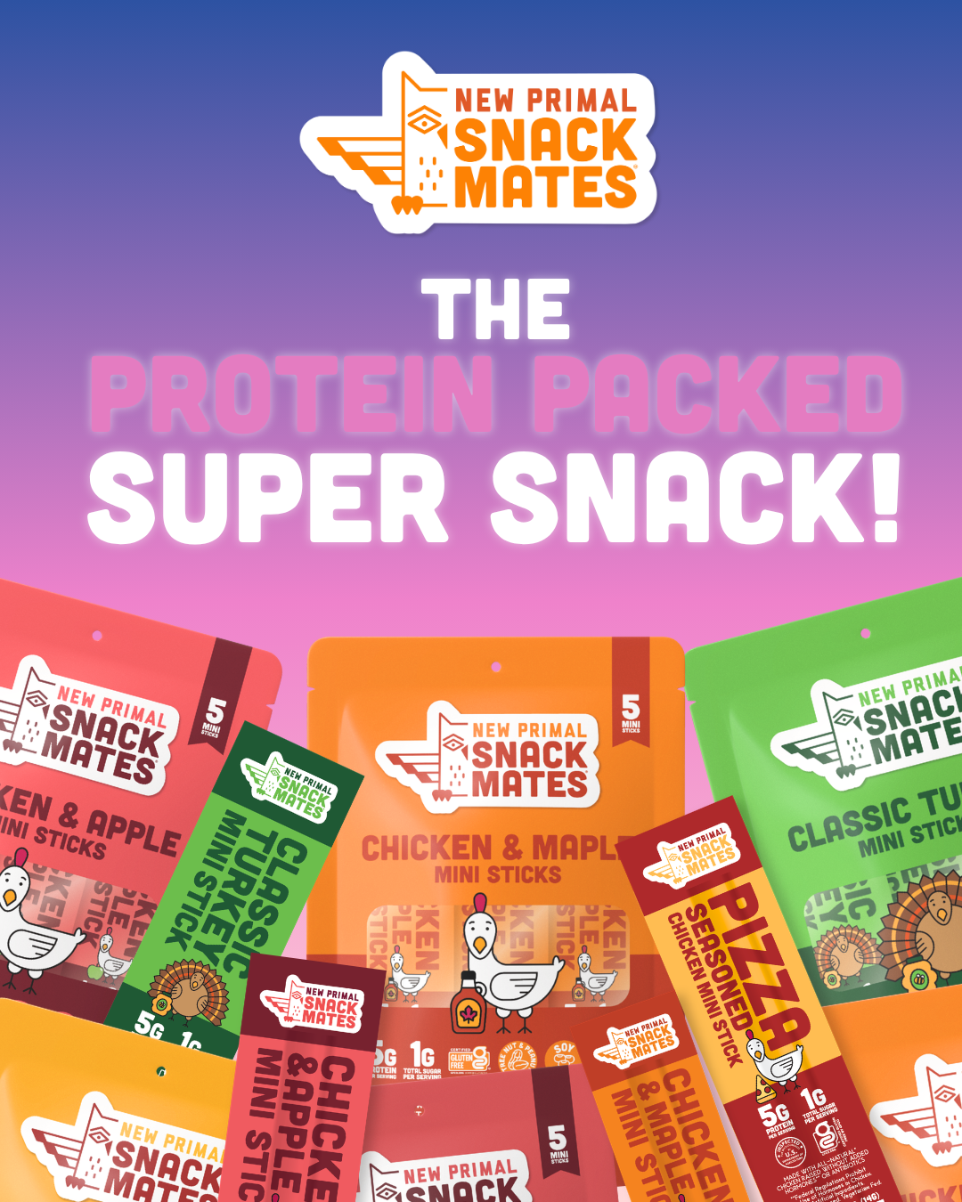Snack Mates Mini Meat Sticks Bundle (4 Packs, 20 Mini Sticks)