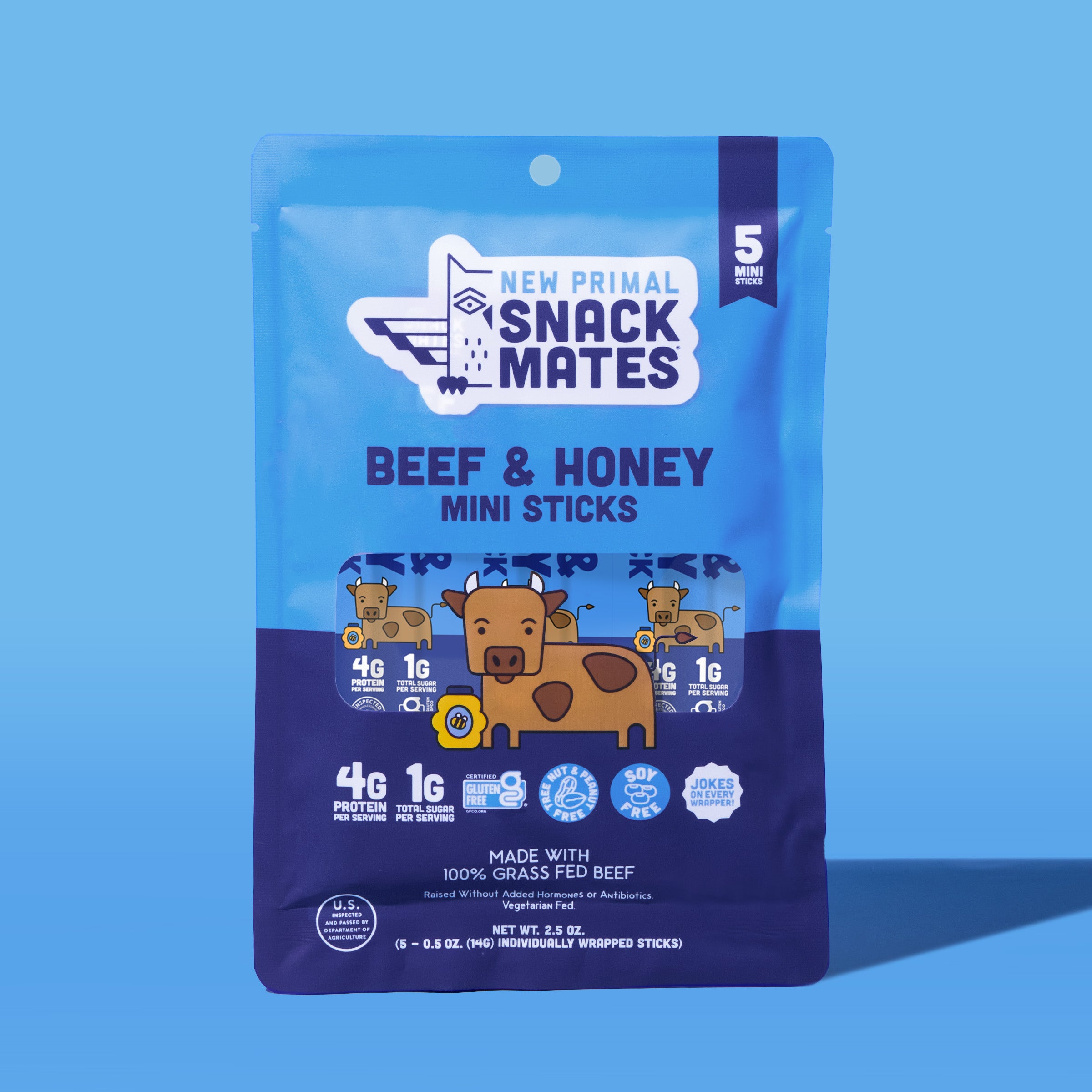 Snack Mates Beef & Honey Mini Meat Sticks, (8 Bags , 40 Mini-Sticks)