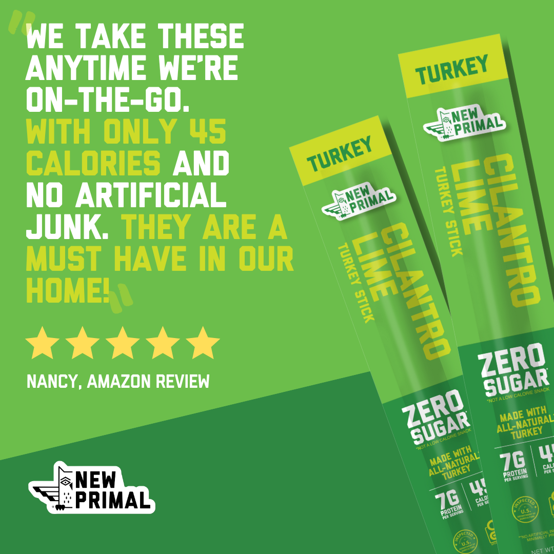 Cilantro Lime Turkey Meat Sticks, All-Natural Turkey, Zero Sugar (20 Sticks)