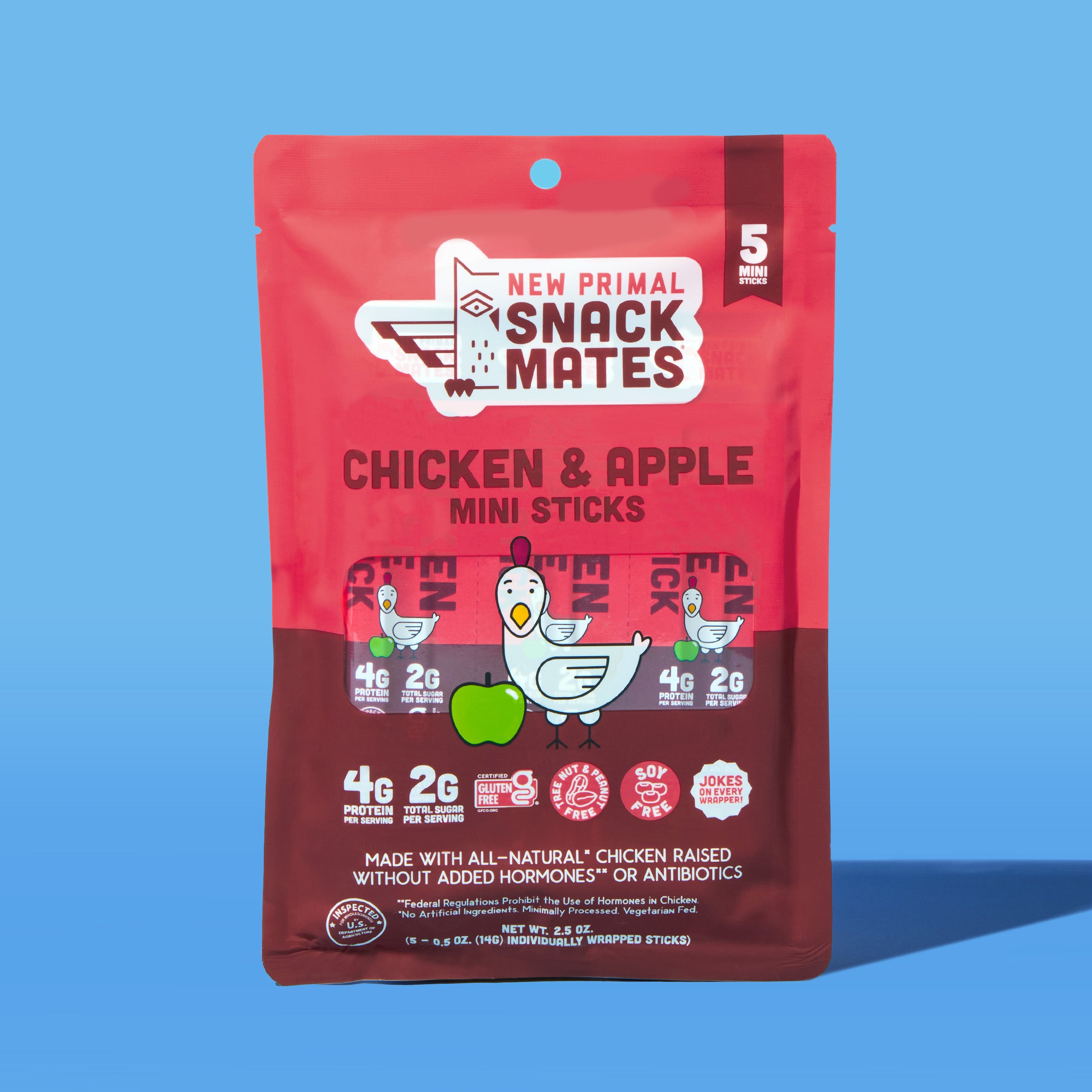 Snack Mates Chicken and Apple Mini Meat Sticks, All-Natural Chicken (8 Packs, 40 Mini-Sticks)