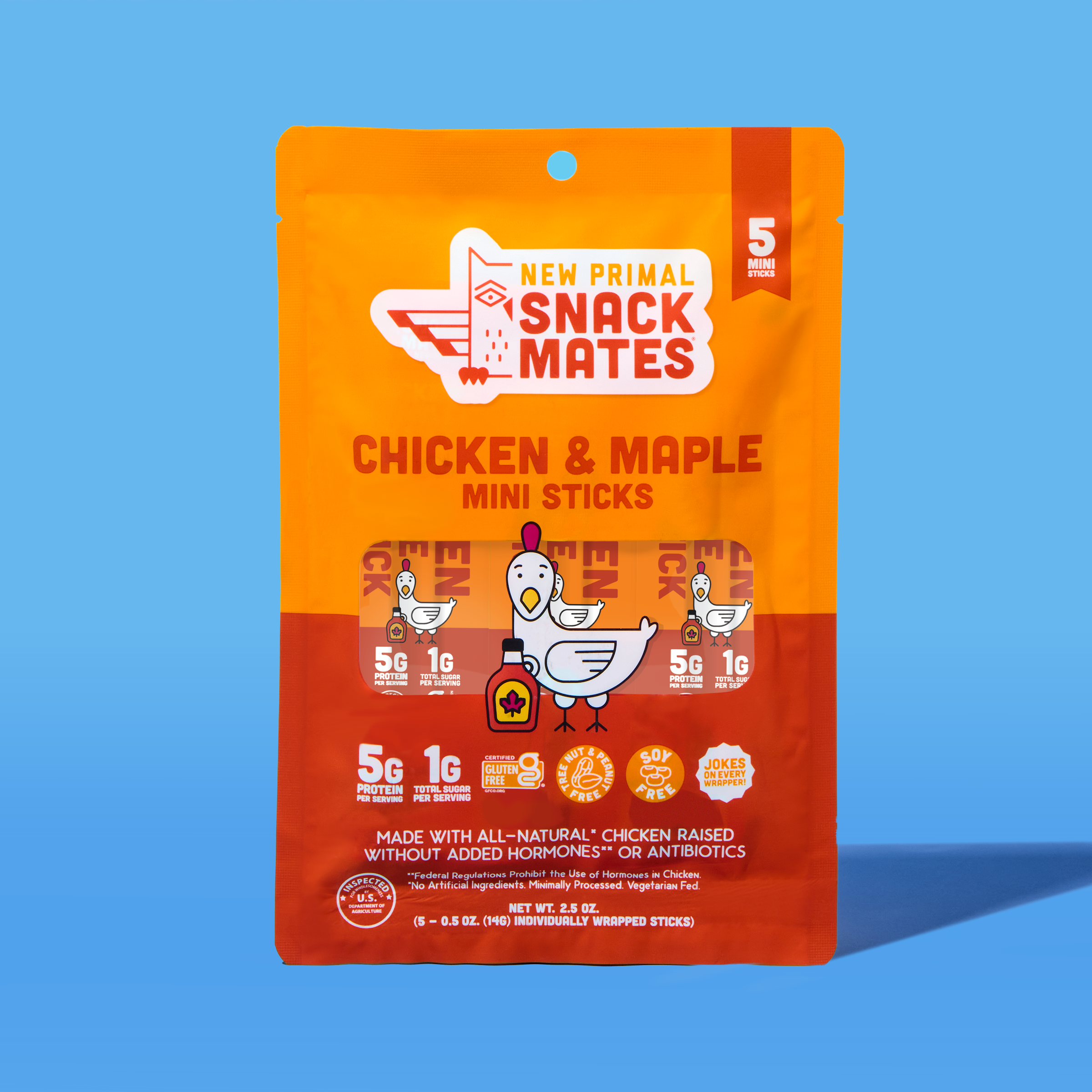 Snack Mates Chicken & Maple Mini Meat Sticks, All-Natural Chicken (8 Packs, 40 Mini-Sticks)