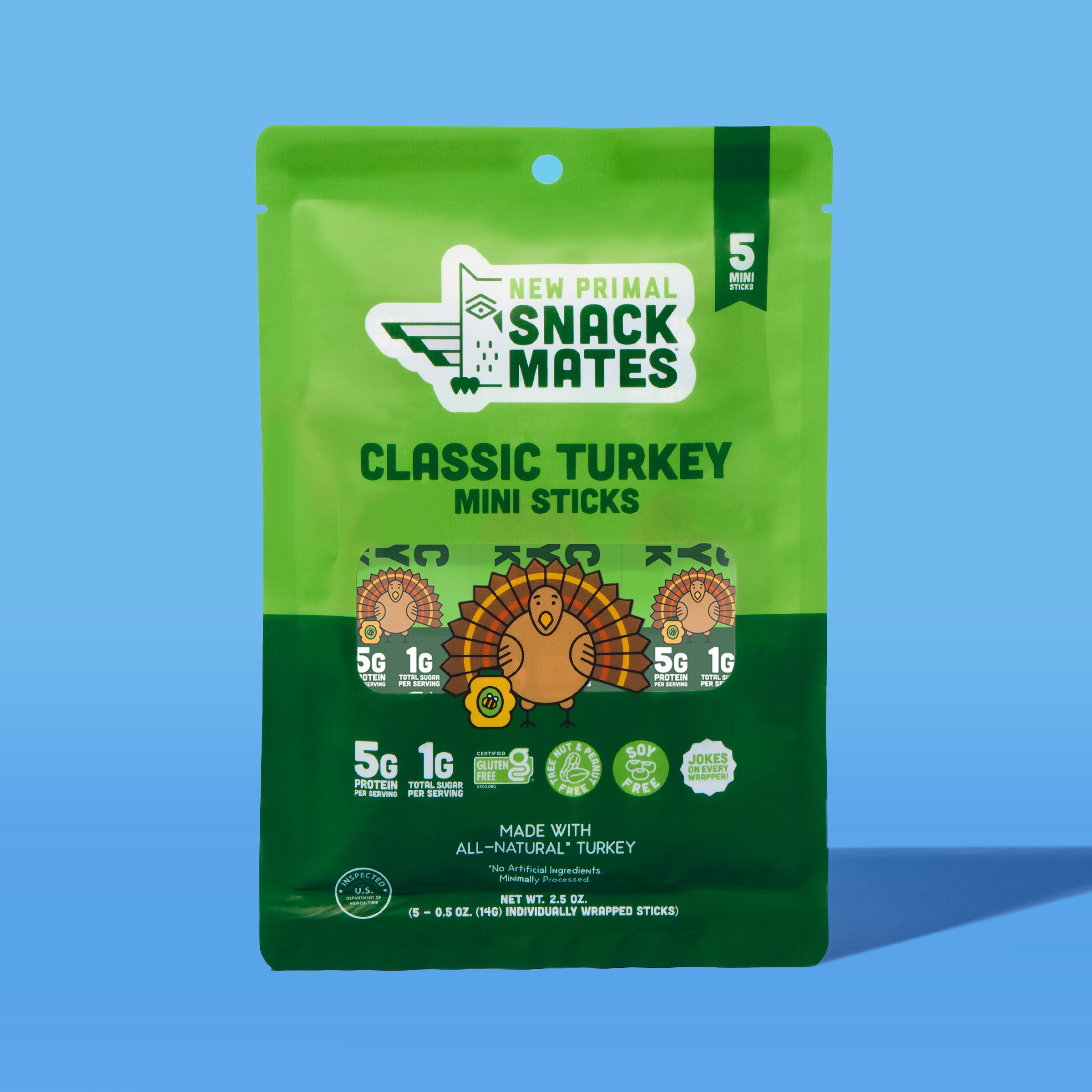 Snack Mates Classic Turkey Mini Meat Sticks, All-Natural Turkey (8 Packs, 40 Mini-Sticks)