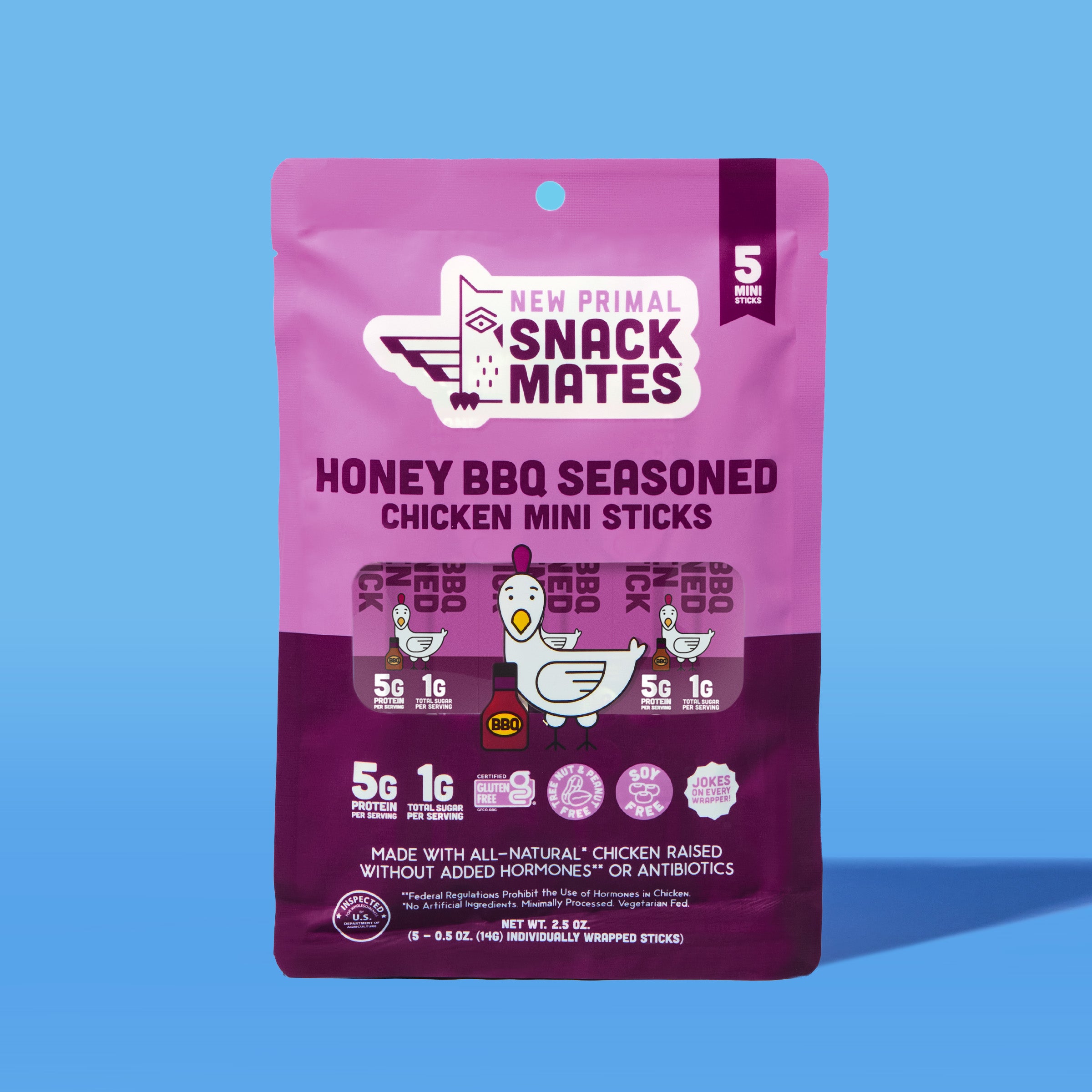 Snack Mates Honey BBQ Seasoned Chicken Stick (8 Packs, 40 Mini-Sticks)