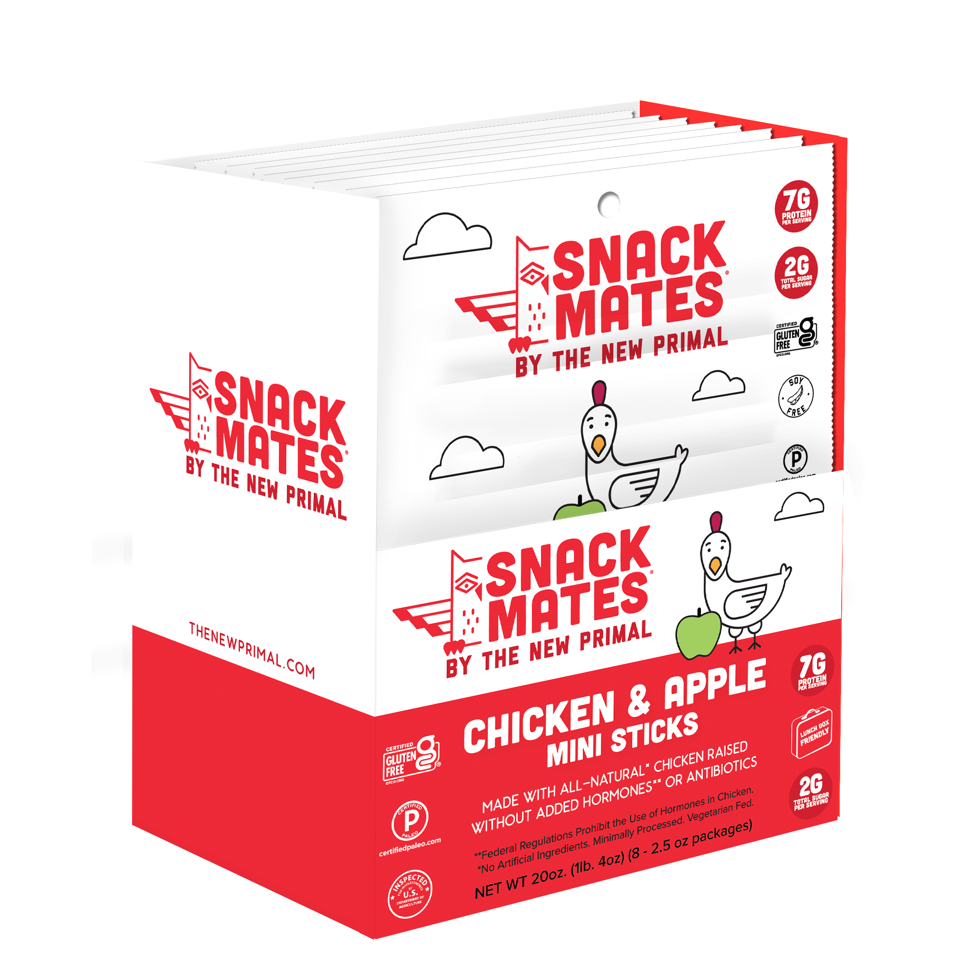 Snack Mates Chicken and Apple Mini Meat Sticks, All-Natural Chicken (8 ...