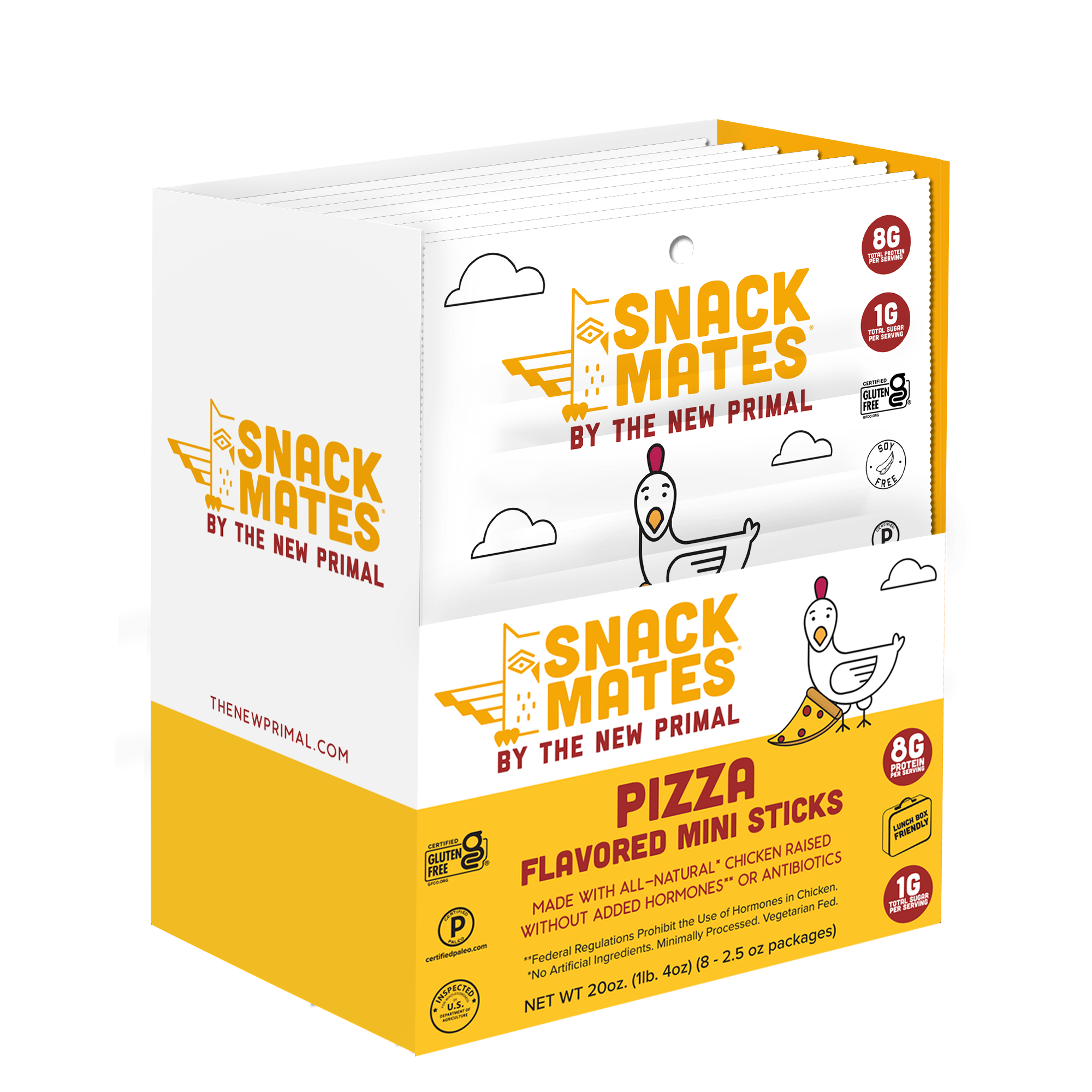 Snack Mates Chicken Pizza Mini Meat Sticks, All-Natural Chicken (8