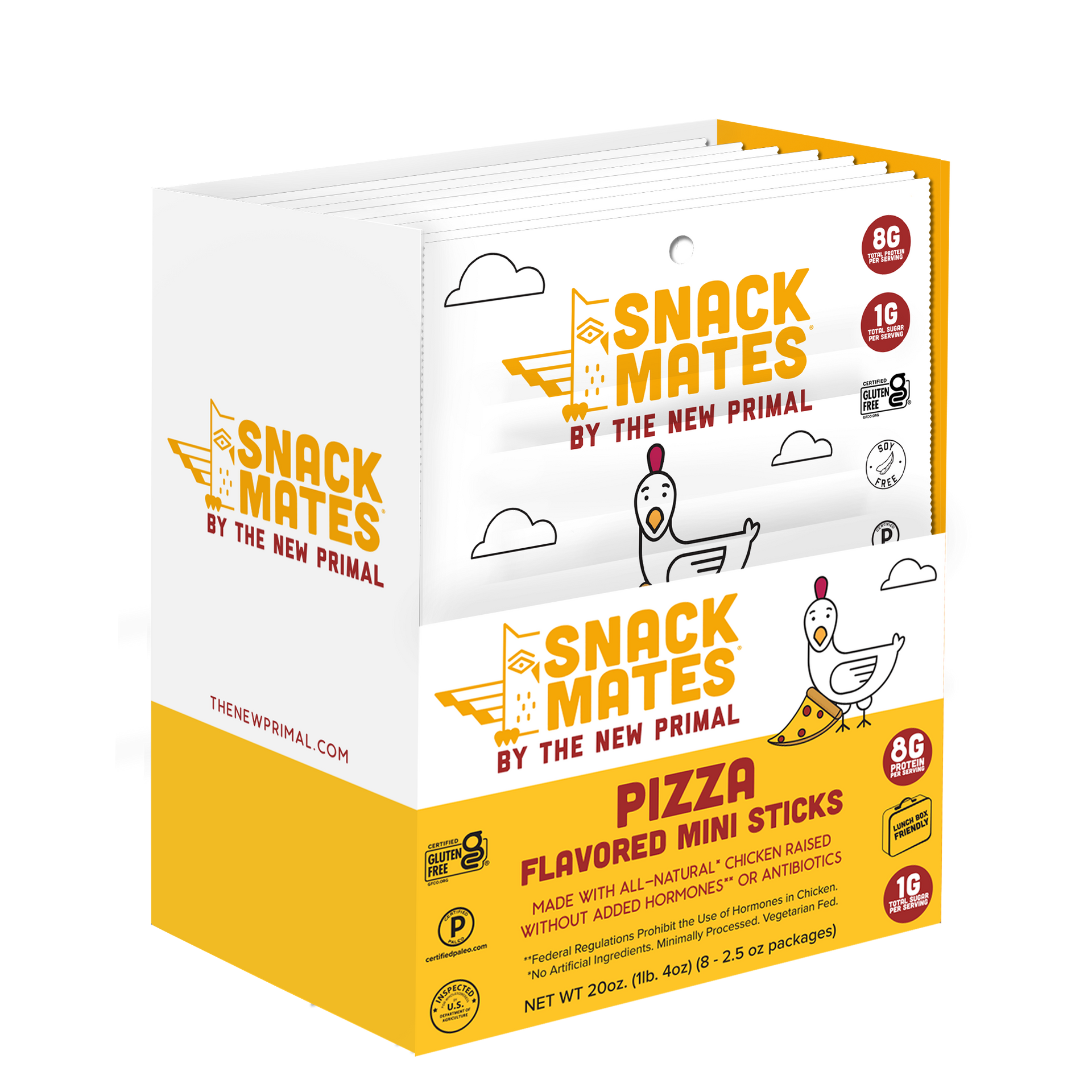 Snack Mates Chicken Pizza Mini Meat Sticks, All-Natural Chicken (8