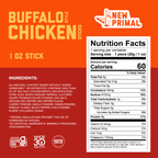 an orange graphic calling out product ingredients which are All-Natural Chicken* Raised Without Added Hormones** or Antibiotics, Sea Salt, Contains Less Than 2% of Chicken Broth, Encapsulated Citric Acid, White Vinegar, Paprika, Cultured Celery Powder, Ground Red Pepper, Red Pepper Flakes, Cherry Powder, Garlic Powder, Onion Powder, Parsley Flakes, Black Pepper, Chili Powder, In Beef Collagen Casing. A white NFP highlights 60 cals per serving, 2g of fat, 0g of sugar, 9g of protein
