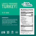 Lightly Peppered Turkey Meat Sticks, All-Natural Turkey, Zero Sugar (5 Sticks)