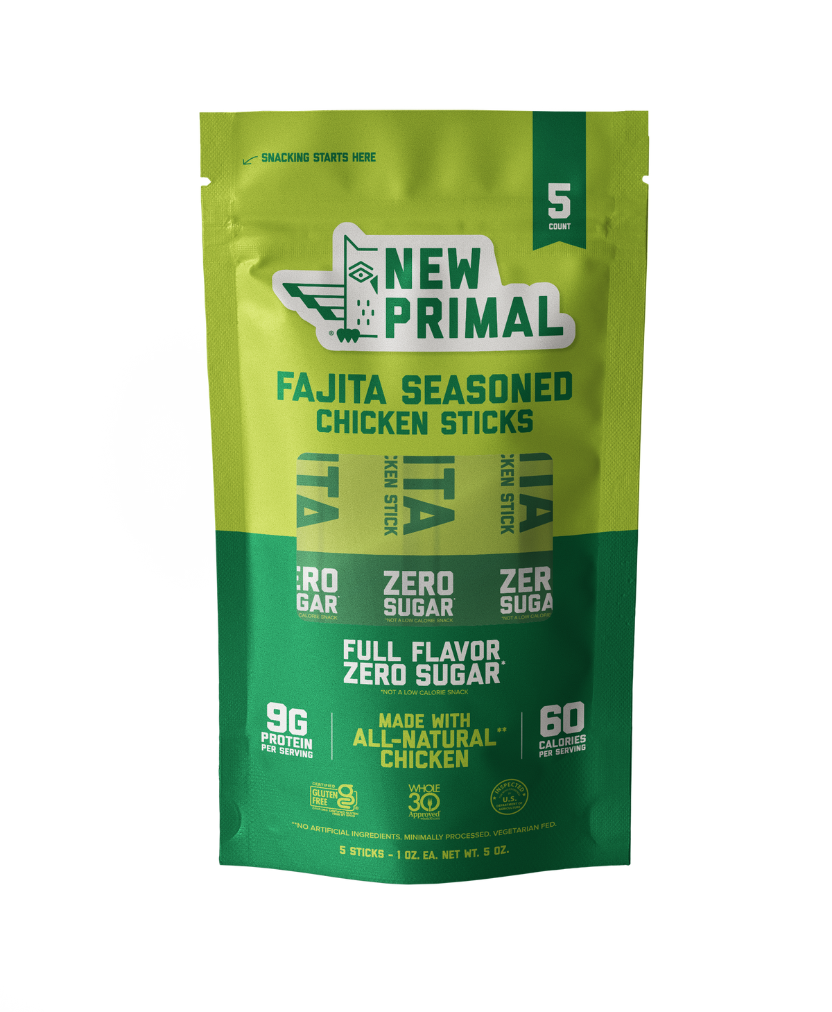 Fajita Chicken Sticks, All-Natural Chicken, Zero Sugar (5 Sticks)