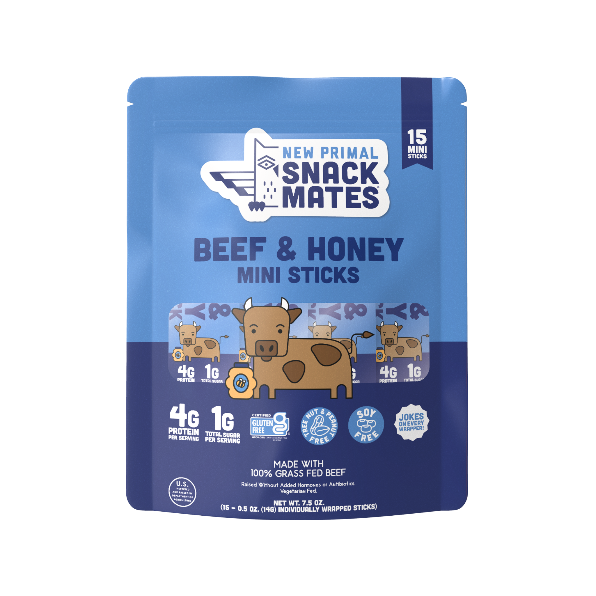 Snack Mates Beef & Honey Mini Meat Sticks Value Pack (15 Mini-Sticks)