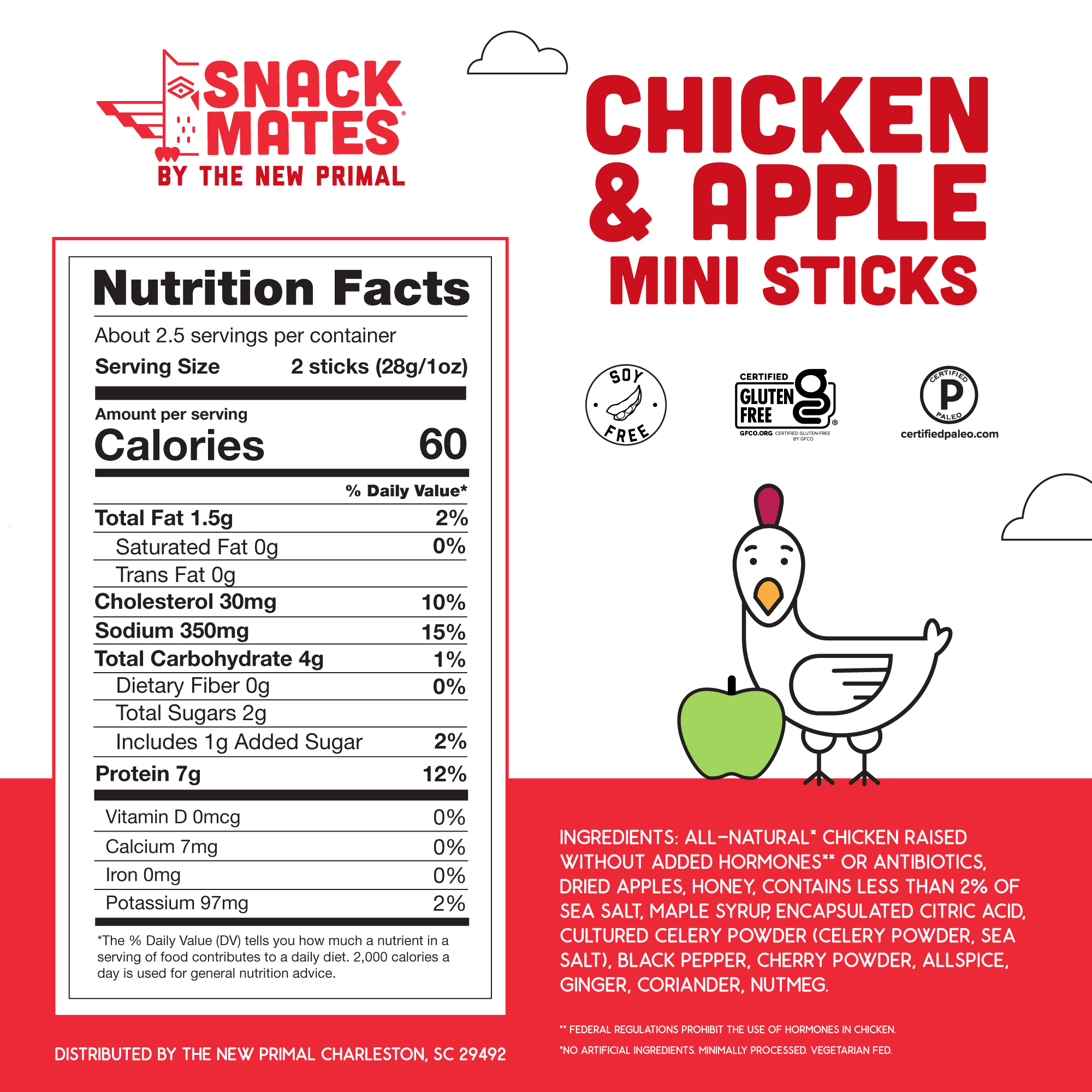 Snack Mates Chicken and Apple Mini Meat Sticks, All-Natural