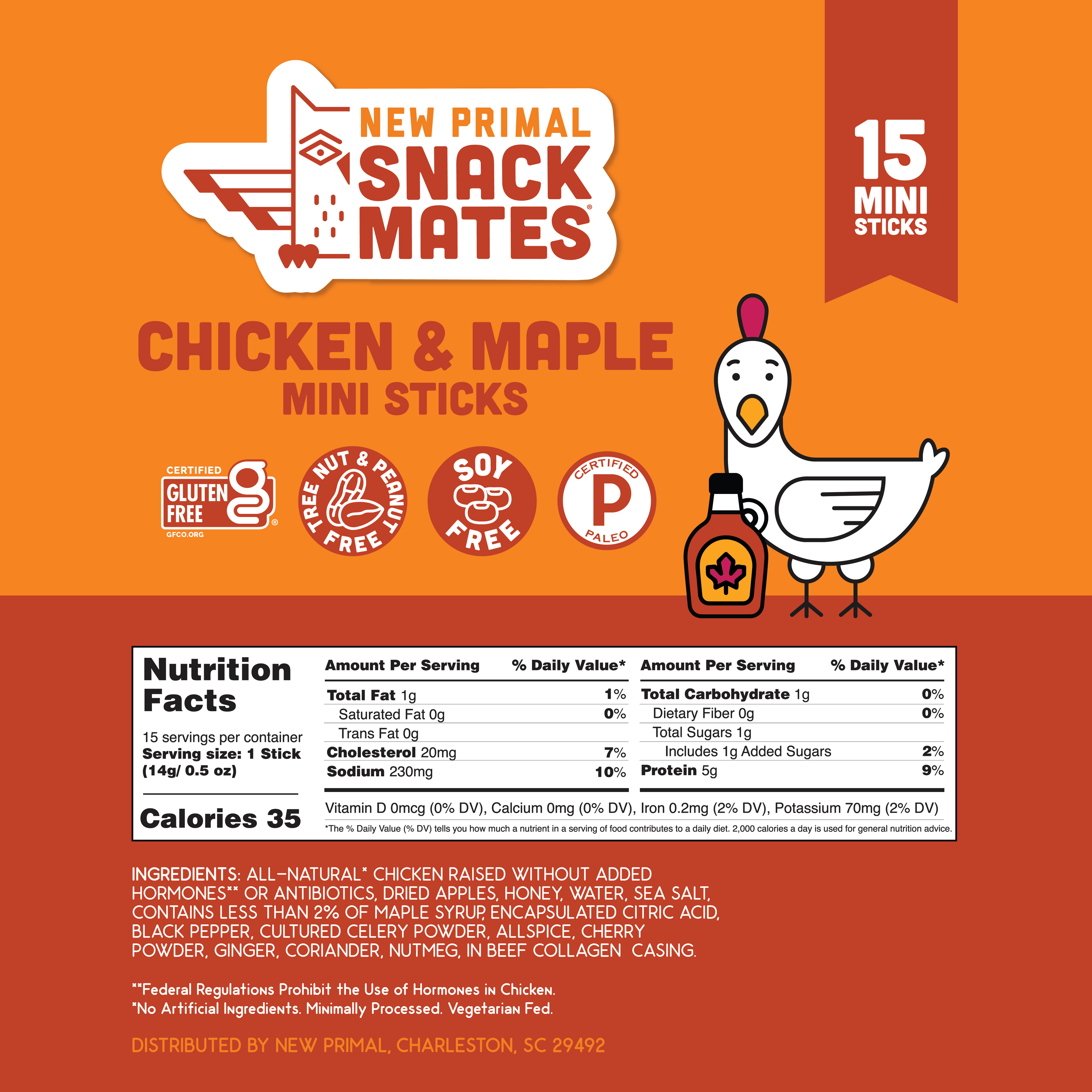 Snack Mates Chicken & Maple Mini Meat Sticks Value Pack, All-Natural Chicken (15 Mini-Sticks)