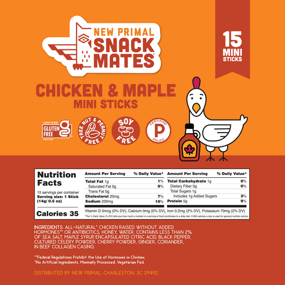 Snack Mates Chicken & Maple Mini Meat Sticks Value Pack, All-Natural Chicken (15 Mini-Sticks)