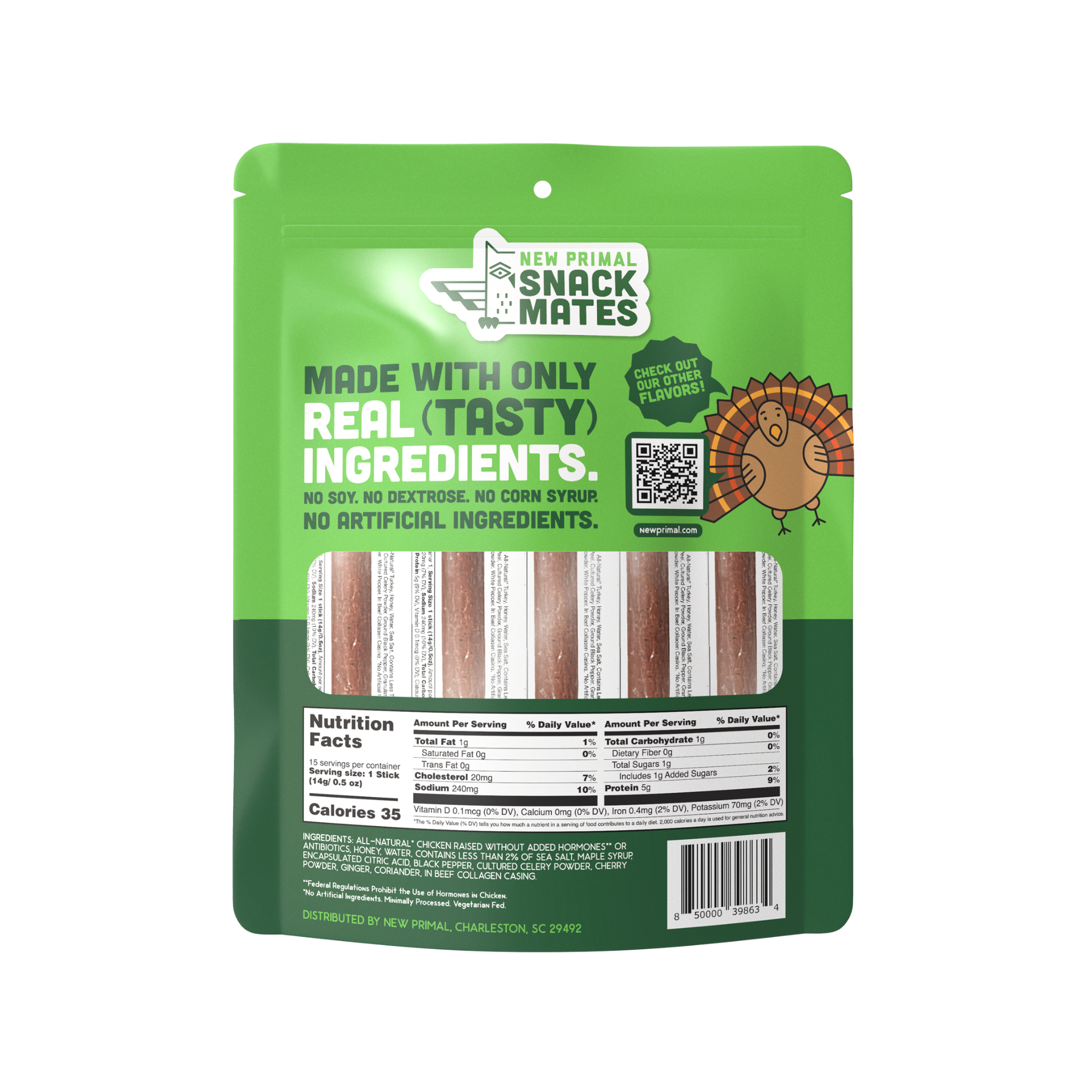 Snack Mates Turkey Mini Meat Sticks Value Pack, All-Natural Turkey (15 Mini-Sticks)