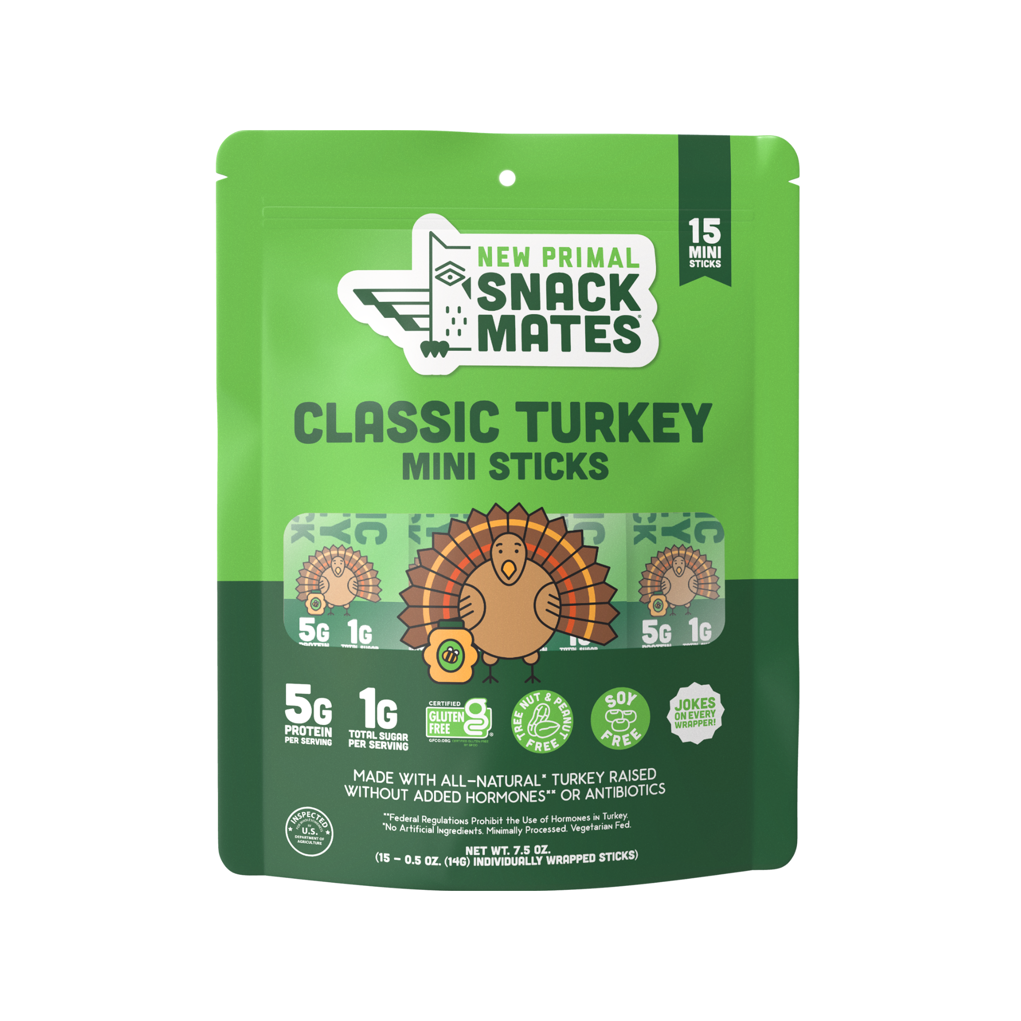 Snack Mates Turkey Mini Meat Sticks Value Pack, All-Natural Turkey (15 Mini-Sticks)
