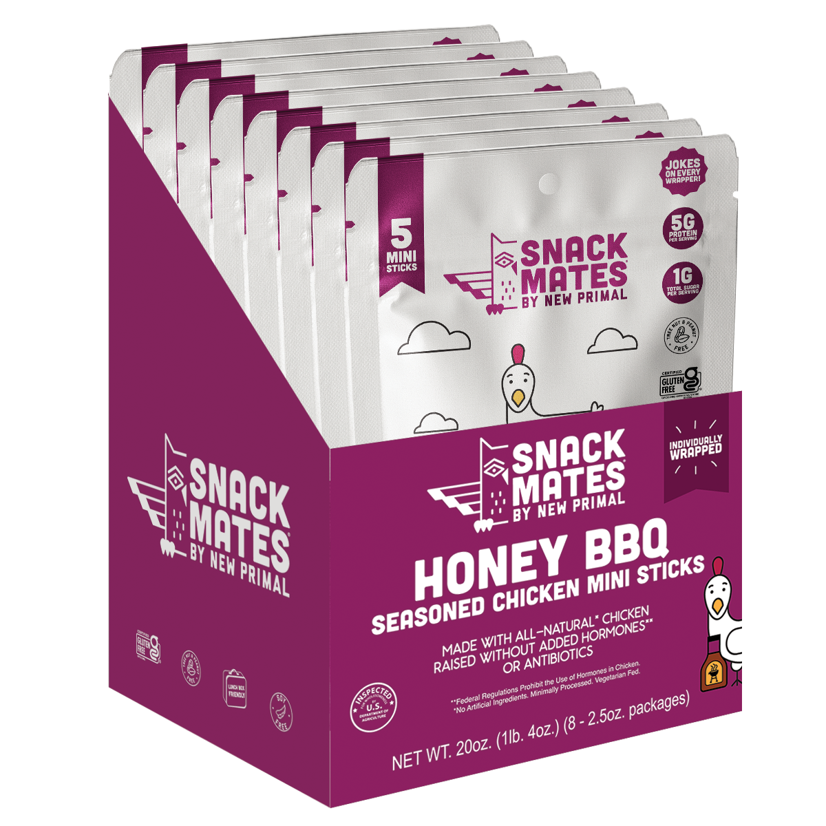 Snack Mates Honey BBQ Seasoned Chicken Stick (8 Packs, 40 Mini-Sticks)