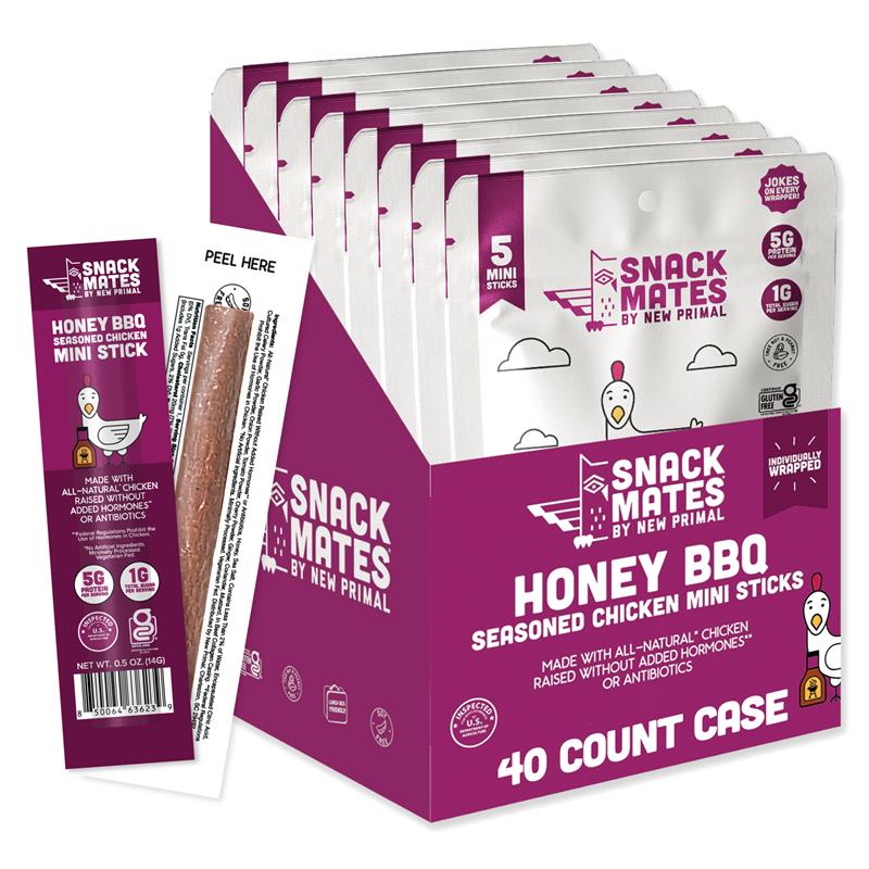 Snack Mates Honey BBQ Seasoned Chicken Stick (8 Packs, 40 Mini-Sticks)