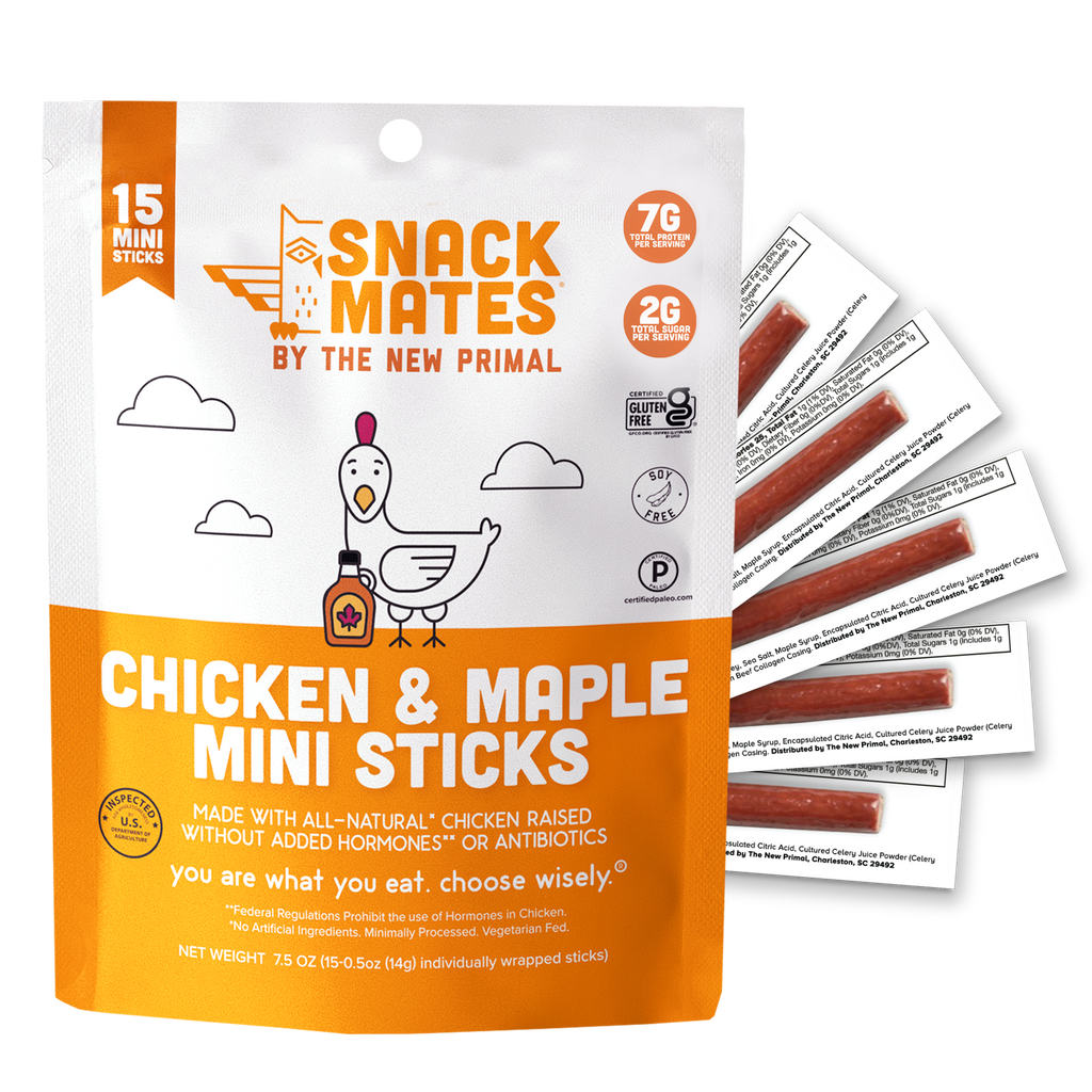 Snack Mates Chicken & Maple Mini Meat Sticks Value Pack, All-Natural Chicken (15 Mini-Sticks)