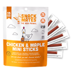 Snack Mates Chicken & Maple Mini Meat Sticks Value Pack, All-Natural Chicken (15 Mini-Sticks)