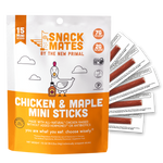 Snack Mates Chicken & Maple Mini Meat Sticks Value Pack, All-Natural Chicken (15 Mini-Sticks)