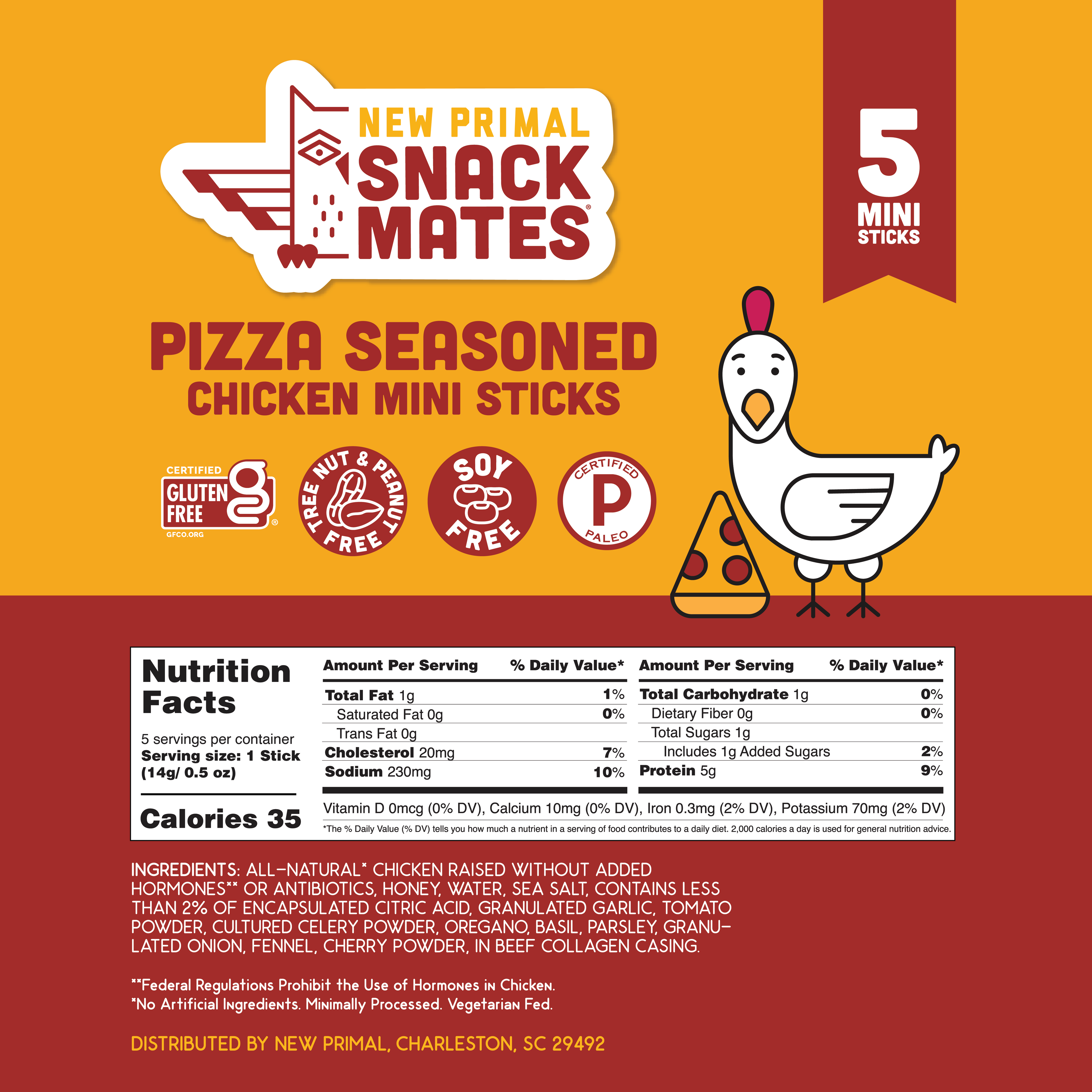 Snack Mates Chicken Pizza Mini Meat Sticks, All-Natural Chicken (8 Packs, 40 Mini-Sticks)