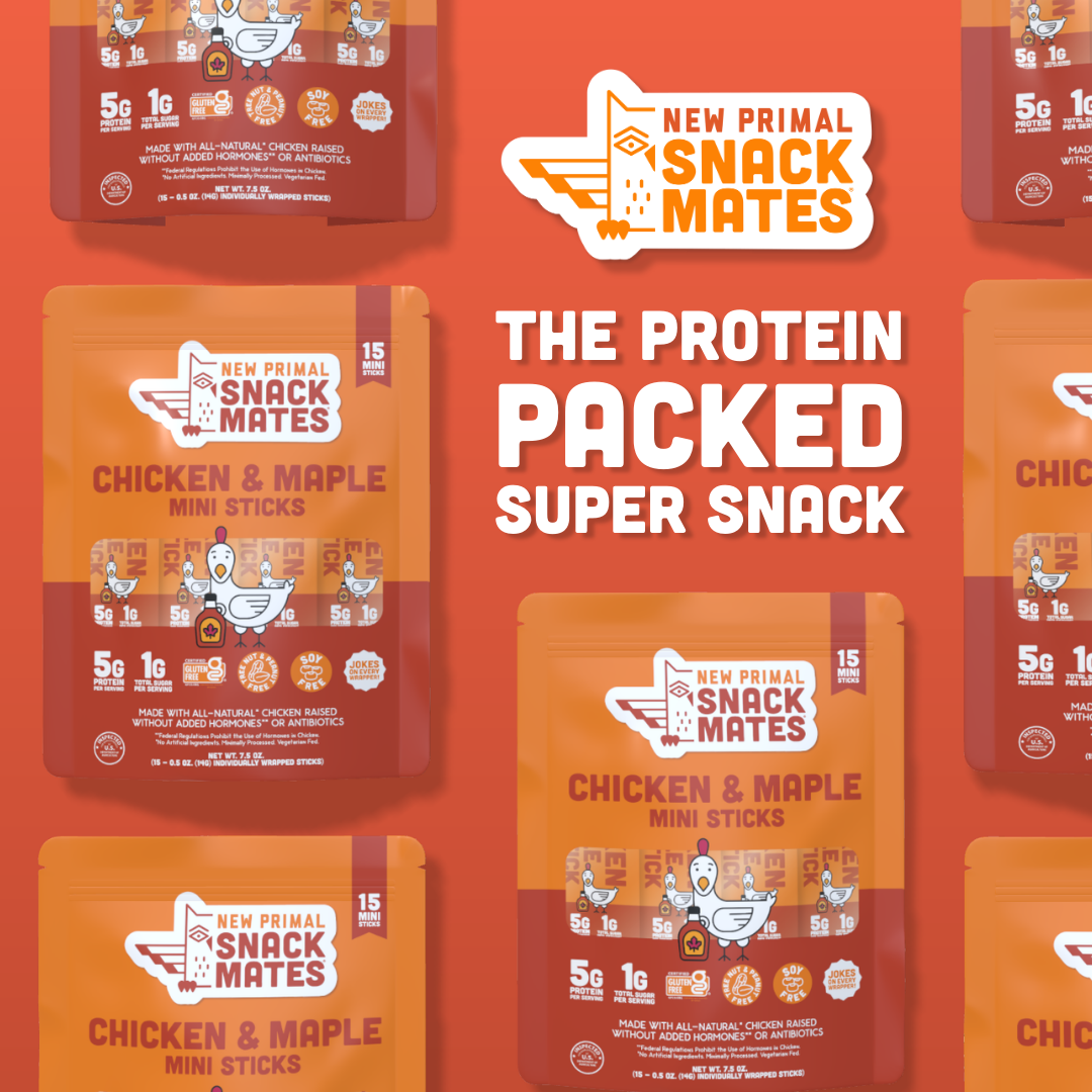 Snack Mates Chicken & Maple Mini Meat Sticks Value Pack, All-Natural Chicken (15 Mini-Sticks)