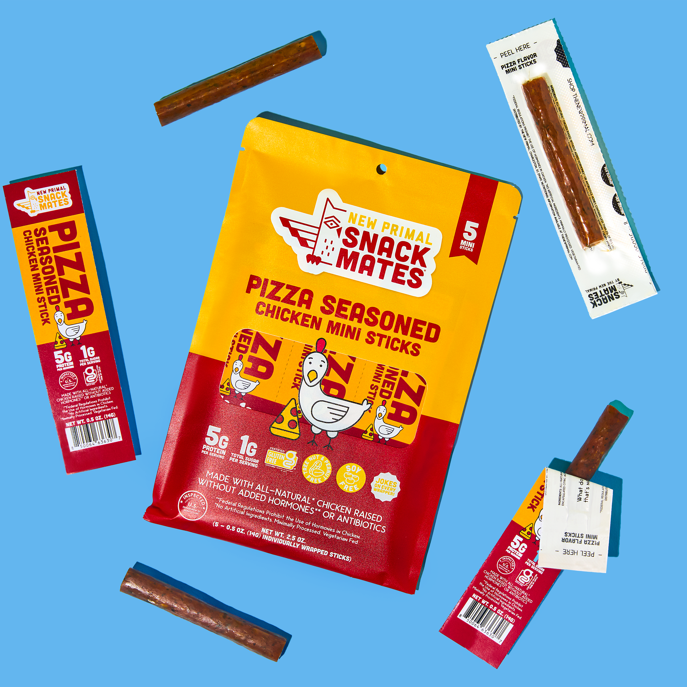 Snack Mates Chicken Pizza Mini Meat Sticks, All-Natural Chicken (8 Packs, 40 Mini-Sticks)